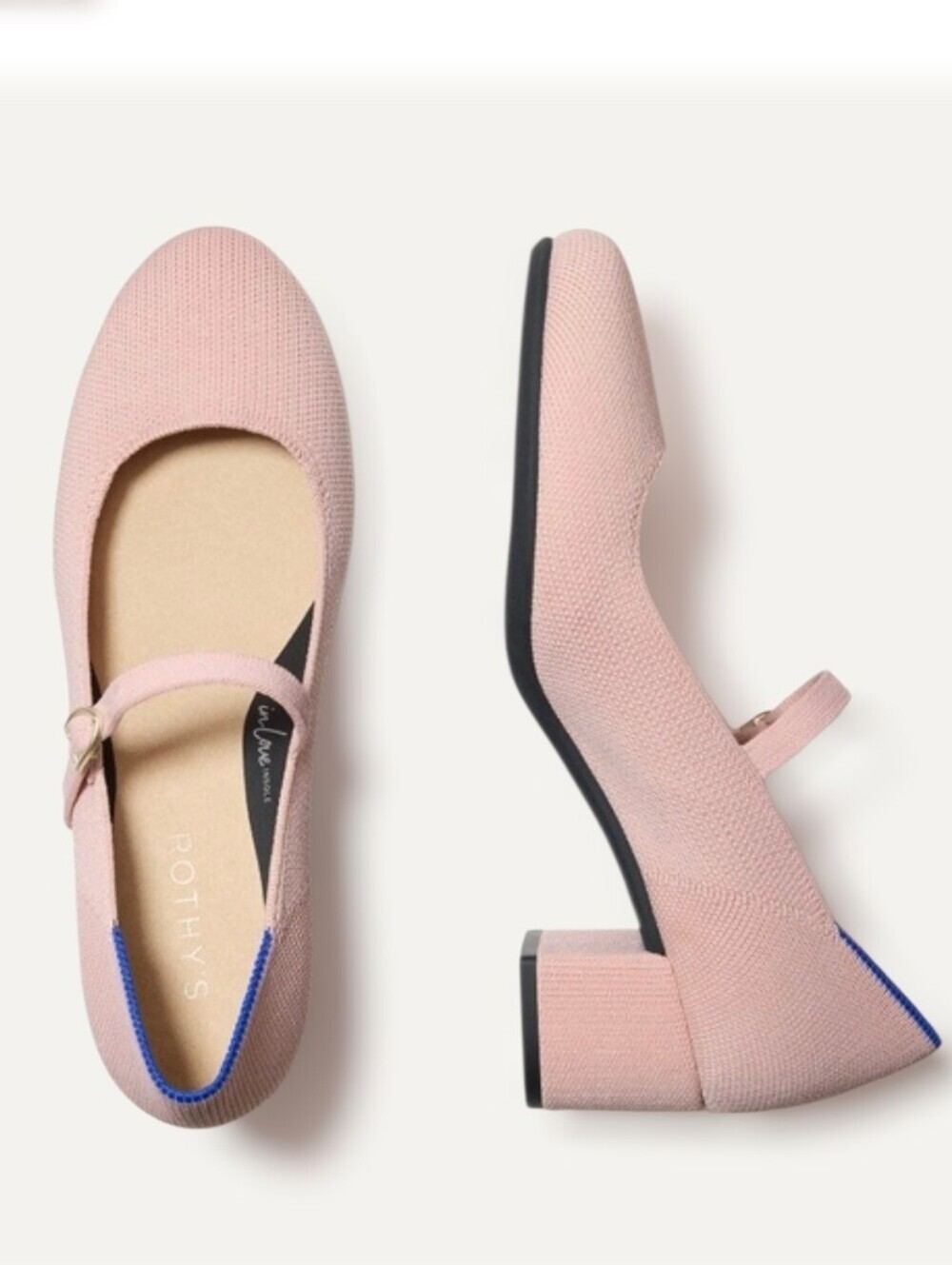 Rothy's The Mary Jane Ballerina Block Heel Pink Knit Pumps 9.5 Barbicore Comfy